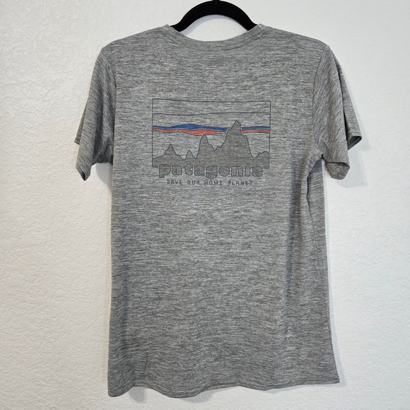 Patagonia Capilene Cool Daily Graphic T Shirt Womens M Grey Save Our Home Planet - Picture 5 of 8